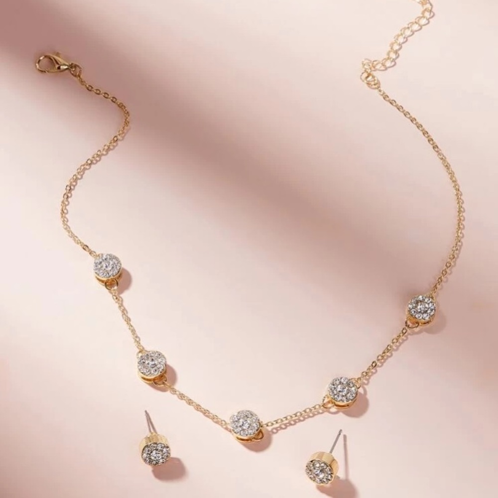 Rhinestone 3 piece necklace &earrings